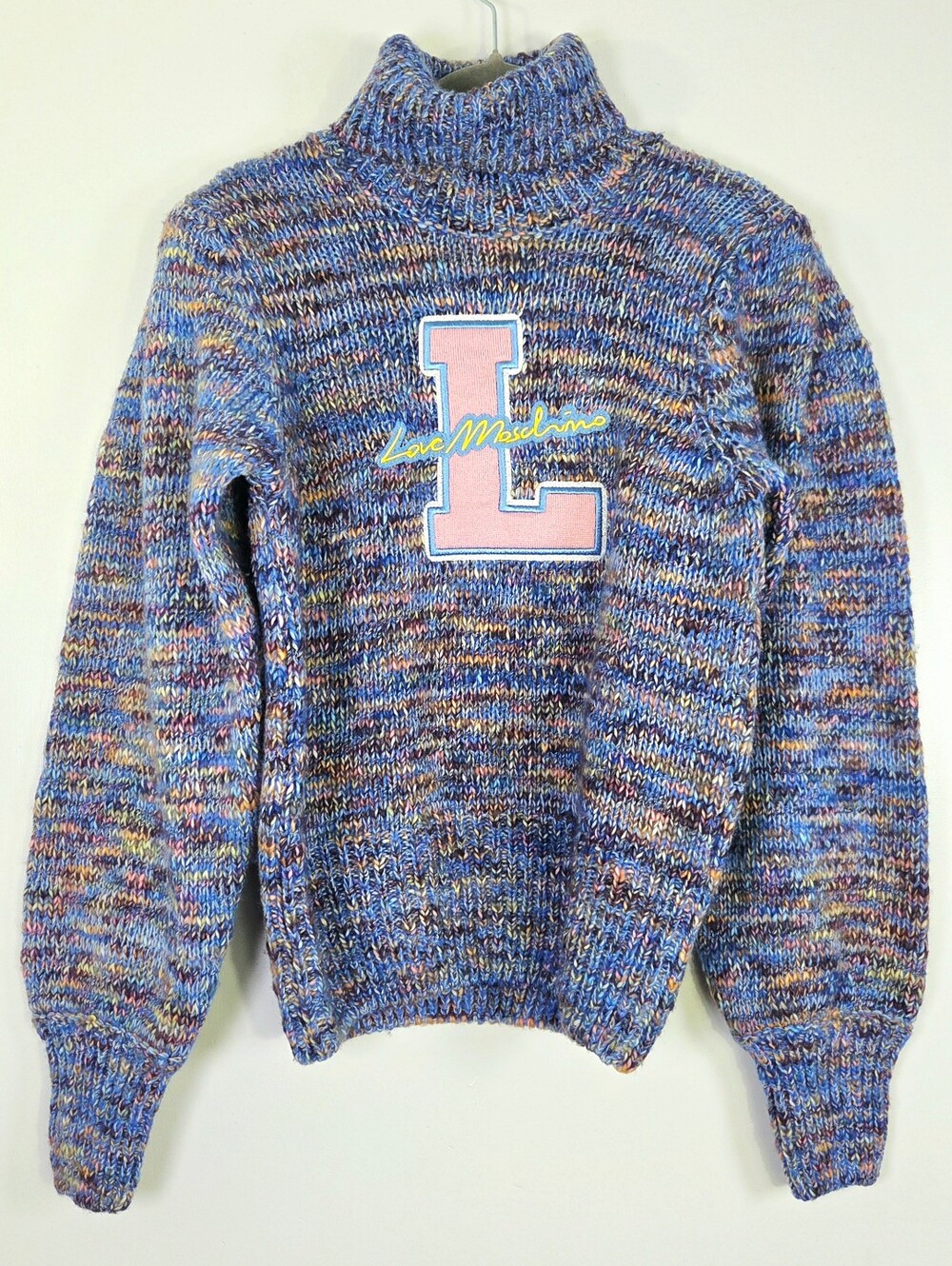 LOVE MOSCHINO SPACE DYE CHUNKY WOOL KNIT SWEATER MADE IN ITALY.